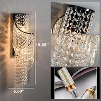 Lampu Dinding Kristal K9, Lampu Dinding yang Dapat Disesuaikan dengan Bingkai Logam Titanium, Perlengkapan Pencahayaan Modern untuk Ruang Tamu/Kamar Mandi/Kamar Tidur