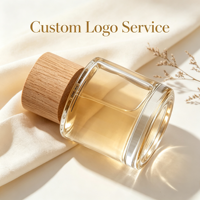 Flacon de parfum cylindrique en verre de 50 ml avec vaporisateur et couvercle en bois massif, flacon vide minimaliste pour parfum
