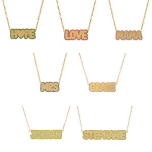 Collana con nome colorato artigianale con <span class=keywords><strong>pietre</strong></span> riccamente intarsiate stile di lusso unico ciondolo personalizzato Premium per donna uomo - Product Image 6