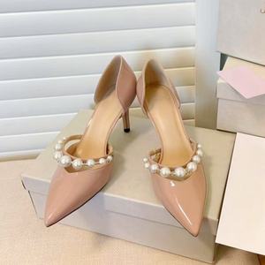 เทรนด์แฟชั่นปี 2026 รองเท้าส้นสูงหัวแหลมประดับมุกสีขาวสุดหรูสำหรับเจ้าสาว  หนังแท้ ใส่สบาย เหมาะสำหรับงานแต่งงาน - Product Image 1