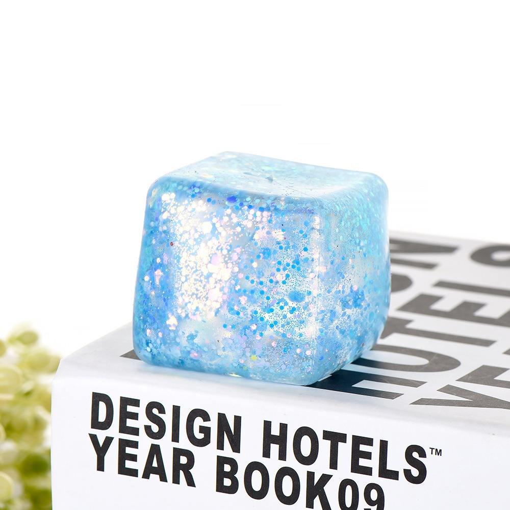Glitter Sugar Cube Sensory Fidget Squeeze Toy Enhanced Grip Strength Stress Relief Cube for Adults and Kids