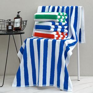 <span class=keywords><strong>Serviette</strong></span> de plage personnalisée de qualité supérieure, 100% coton éponge, <span class=keywords><strong>design</strong></span> rayé, séchage rapide, écologique, pour usage hôtelier - Product Image 2