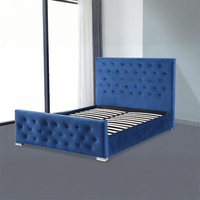 Meubles de chambre à coucher modernes en tissu de luxe cadre de lit Queen Size cadre de lit plate-forme tête de lit cadre de lit en tissu rembourré en velours