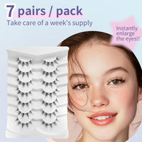 Faux cils 3D volumineux en PBT, effet fourrure de fée, naturels et légers, lot de 7 paires, fournisseur en gros