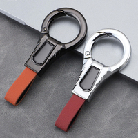 Porte-clés de voiture en alliage de zinc et cuir véritable, anti-perte, minimaliste, avec clip ceinture, à suspendre à la taille, cadeau compatible BMW Toyota Honda