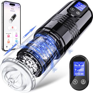 포켓 푸시 LCD 디스플레이 자위기구, 사실적인 슬리브 섹스 머신, 앱 컨트롤 진동 및 추진 기능이 있는 남성용 전동 컵 마스터베이터 - Product Image 1