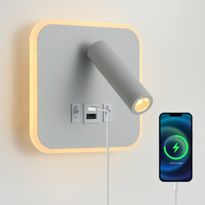 Lámpara de pared de estudio con puerto de interior moderno, lámpara de lectura de cabecera con fuente de luz LED para dormitorios de Hotel y hogar con interruptor - Product Image 3