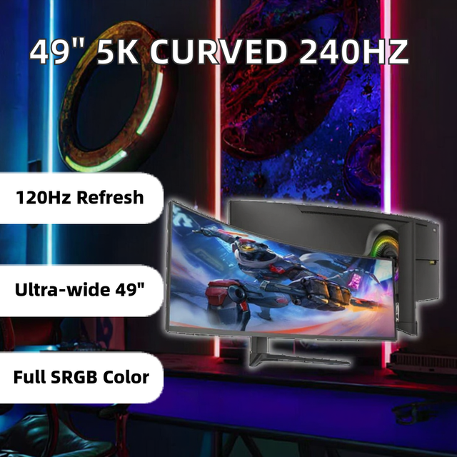 Affordable Factory Products OEM 49-inch 5K Ultra-Wide Curved Gaming Monitor 165Hz Refresh Rate 1920x1080 Resolution