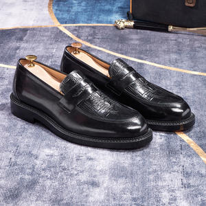 Chaussures habillées britanniques tendance pour hommes, mocassins en cuir véritable à enfiler, grandes tailles, décontractées, automne, haute qualité, pour mariage - Product Image 1