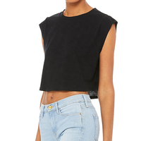T-shirt haut court pour femme en coton polyester rayonne tri mélange tissu tricoté tenue décontracté avec logo décoration