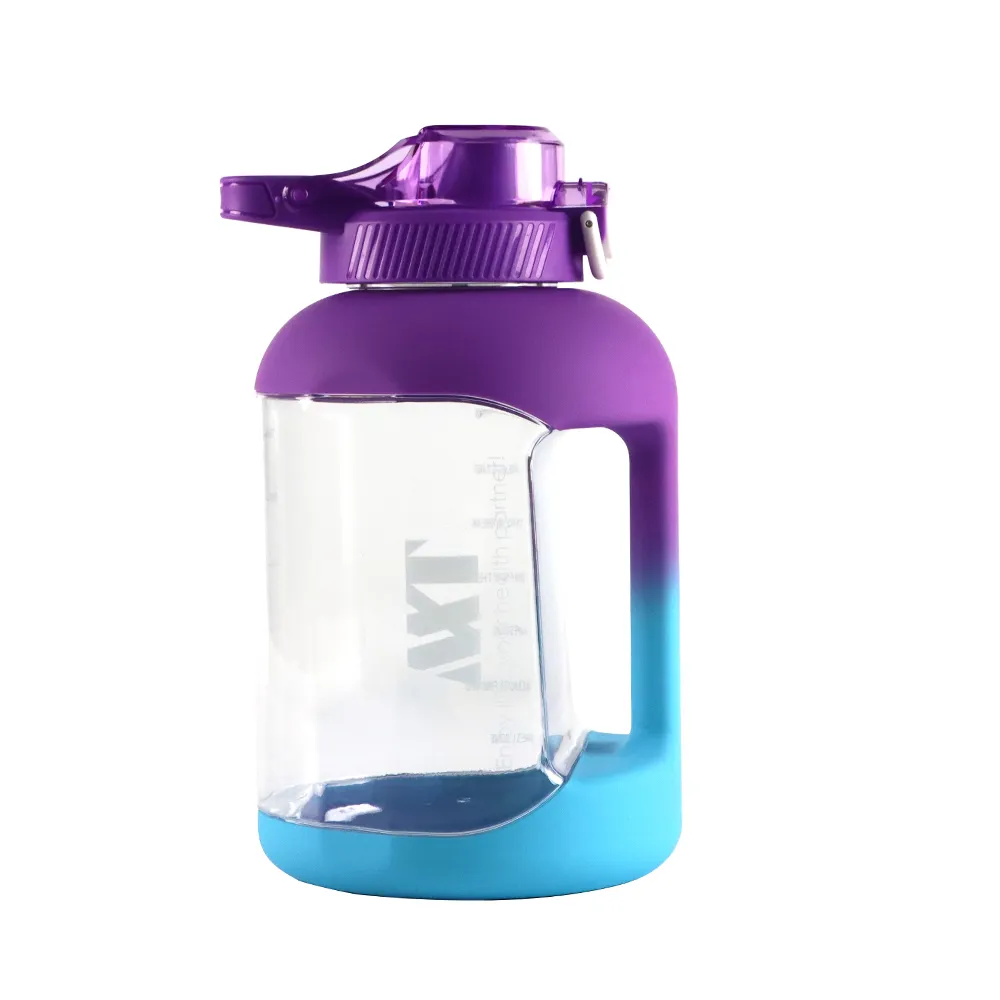 Spor sürahi motivasyon 50OZ 1.5L bir galon 1 galon su şişeleri küçük geniş ağızlı Bpa ücretsiz özel Logo plastik seyahat Opp