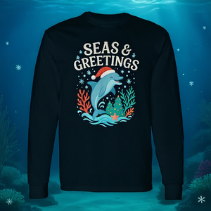 Camiseta de manga larga Seas And Greetings Dolphin Christmas - Product Image 3