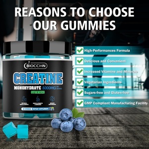 Bonbons gélifiés à la créatine monohydrate personnalisés 5000 mg avec BCAA, électrolytes, végétaliens, sans sucre, complément pré-entraînement pour hommes et femmes - Product Image 2