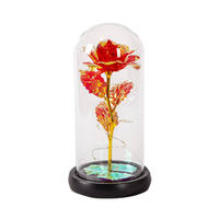 Cadeau de la Saint-Valentin pour la mère, cadeau pour femme, rose éternelle en plastique, rose de la galaxie éternelle dans un dôme en verre avec lumières LED