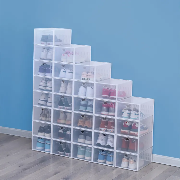 Transparent Plastic nike shoe box cabinet dustproof and waterproof foldable household shoe box