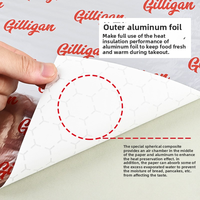 Papier d'emballage pour sandwich en aluminium anti-graisse avec logo personnalisé, faible MOQ, pour restaurants, hamburgers, pains, personnalisation rapide