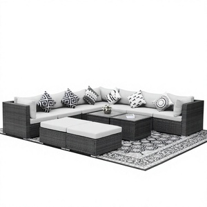 Modular OEM Outdoor Wicker <b>Rattan</b> Sectional <b>Sofa</b> Set Garden Patio Furniture With Tempered Glass Coffee Table Factory - Product Image 1