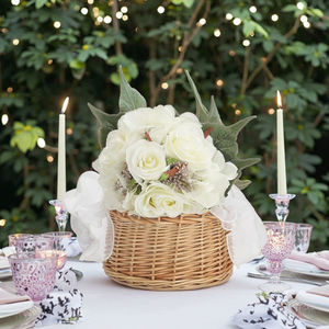 ตะกร้าหวายสานด้วยมือสำหรับเด็กผู้หญิงพร้อมโบว์ริบบิ้นมือจับไข่มุกแบบเรียบง่ายสำหรับงานแต่งงานตะกร้าดอกไม้สำหรับงานแต่งงานที่หรูหราระดับมืออาชีพ - Product Image 3