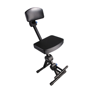QUIK LOK - DX/749, Adjustable Musicians' Stool, 11 Height Positions 58-90 Cm, <b>Footrest</b> & Backrest, Cushion, 8 Kg, Black - Product Image 1