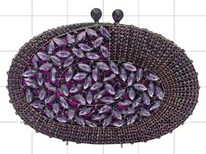 Pochette de Soirée Unique pour Femme en Coquillage Ovale avec Strass, Sac à Main de Luxe Scintillant en Cristal, Fermeture Magnétique avec Chaîne Amovible - Product Image 5