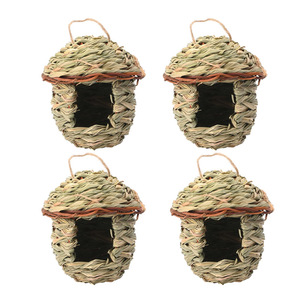 Nid d'oiseau en paille tressée fait main, rond, taille moyenne, écologique, pour la décoration extérieure des jardins et des espaces pour oiseaux - Product Image 2