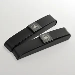 Boîte en cuir PU, originale et de luxe, portable, avec logo laser magnétique personnalisé, à la mode, pour affaires, stylo Simple