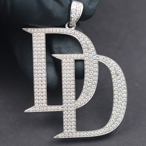 Pendentif Lettre Personnalisé Plaqué Or, Moissanite Couleur D VVS, Argent Sterling 925, Certificat GRA, Bijoux Hip Hop Iced Out - Product Image 3