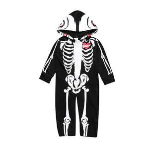 En gros Combinaison de cosplay <span class=keywords><strong>squelette</strong></span> en coton à manches longues pour bébé, tenue nouveau-né garçon fille, imprimé crâne noir - Product Image 2