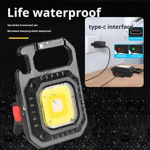 Outdoor Usb Mini Keychain Lamp Camping Cob Work Light Emergency Flashlights Torches Rechargeable