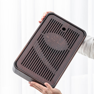 Bamboo <b>Tea</b> <b>Tray</b> Rectangle Stackable With Drain And Water Storage Japanese Style <b>Tea</b> Table Storage <b>Trays</b> - Product Image 4