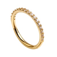 Histoires de piercing Bague à segment articulé en or jaune 14 carats CZs clair Boucles d'oreilles Septum Clicker en or massif Bijoux de piercing
