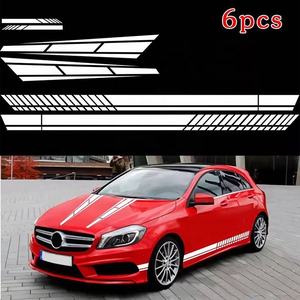 6Pcs Car Side Body Vinyl Decal Sticker <span class=keywords><strong>Racing</strong></span> Long Stripe Decals grafica autoadesivo decorazione automatica - Product Image 2