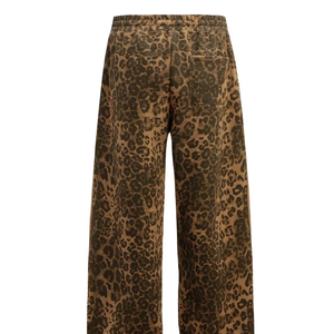 ニットトラックスーツセット通気性ヒョウ柄ストライプジッパージャケットストレートレッグズボンドローストリング付き - Product Image 2