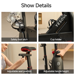Bicicleta estática de ejercicio <span class=keywords><strong>Yesoul</strong></span> C1 para interiores, equipo de fitness comercial, con correa de resistencia magnética para uso doméstico, de acero. - Product Image 6