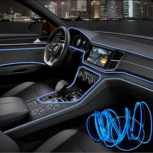 5M Aksesori Interior Mobil Lampu Suasana EL Garis Cahaya Dingin DIY Dekorasi Papan Dasbor Konsol Cahaya Sekitar LED Otomatis