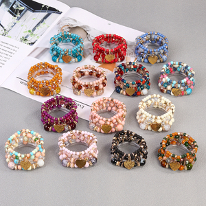 Braccialetti da donna in vetro multistrato boho personalizzati di alta qualità, set di braccialetti con perline e ciondolo a cuore per coppie 2026 - Product Image 2