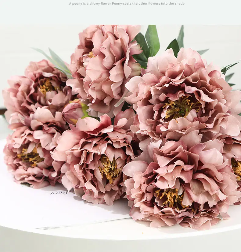 K020663 Seide Rosen Groß Künstliche Blumen Großhandel Fälschungen Blumen Hochzeit Lieferant Künstliche Pfingstrose Rose Künstliche Blume