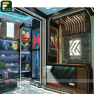 ชั้นวางโชว์เสื้อผ้าบูติกสมัยใหม่ ตู้แฟชั่น ชั้นวางติดผนัง เคาน์เตอร์ต้อนรับ กระจกพร้อมไฟ - Product Image 1