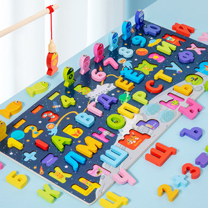 Tablero de aprendizaje Montessori Unisex para niños pequeños, alfabeto ruso de madera y rompecabezas con forma de número, juguetes educativos certificados CE - Product Image 1