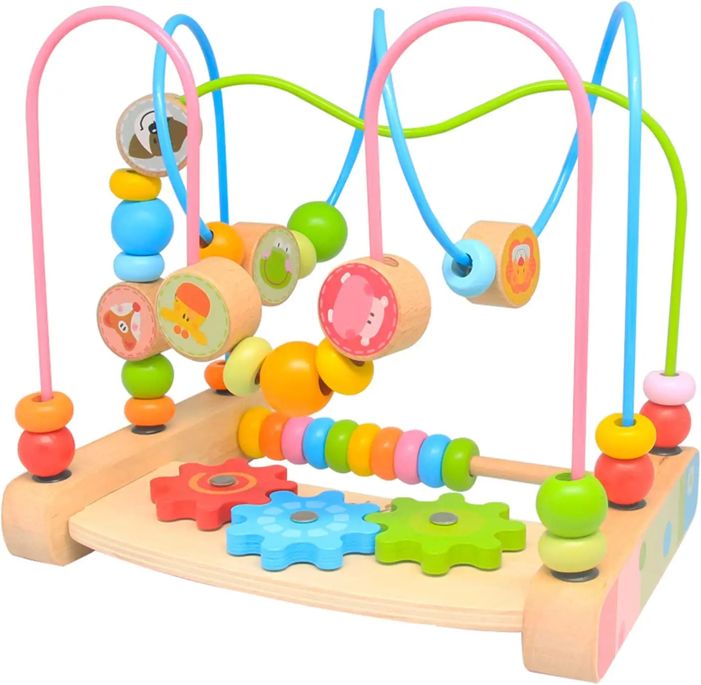 Bán Buôn Tùy Chỉnh Bé Bằng Gỗ Toddler Đầu Đồ Chơi Giáo Dục Vòng Tròn Đầu Tiên Bead Coaster Mê Cung Bằng Gỗ Bead Mê Cung Cho Trẻ Mới Biết Đi