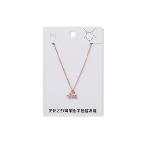 Collana Rettangolare con Due Ciondoli in Acciaio Inossidabile - Product Image 1