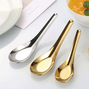 Cuchara Plana de Acero Inoxidable 304, Estilo Chino, para Arroz y Sopa, Ideal para Estudiantes, Hogar y Restaurantes - Product Image 3