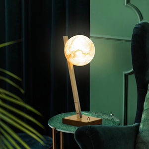 Lampe de table en marbre naturel avec abat-jour en verre, source de lumière LED, décoration intérieure, design minimaliste, origine Zhongshan, respectueuse de l'environnement - Product Image 4