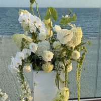 30cm Real Touch Groene Witte Zijden Hortensia Cascade 70 Bloemenbal met Stand voor Bruiloft Tafeldecoratie Bruidsbloem