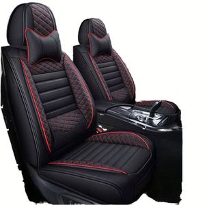 ชุดหุ้มเบาะรถยนต์หนังกันน้ำสีดำสองสี สำหรับรถบรรทุก รถตู้ รถ SUV เบาะหน้า ครบชุด ใช้ได้ทุกฤดู - Product Image 1
