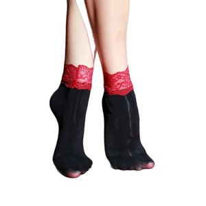 Ankle Socks 5D Ultra Thin Shiny Lace Trimmed Transparent Women's Socks Four Seasons Nylon Material - Product Image 5