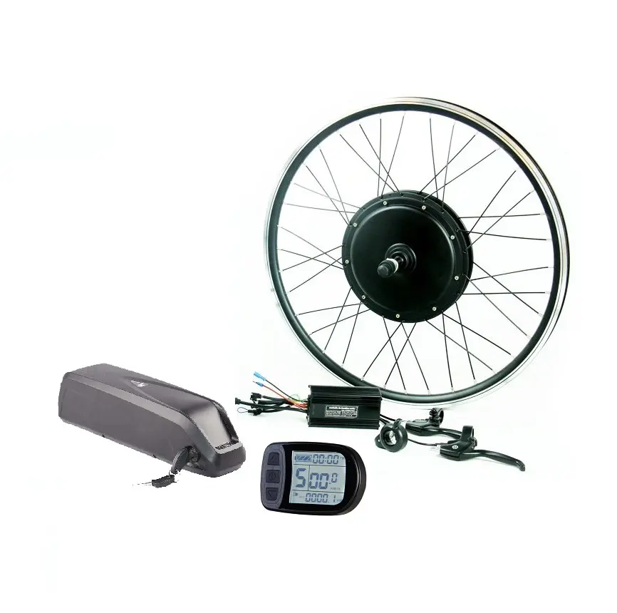 電動モーター自転車ホイール変換キット24インチ1000Wフロントドライブ、タイヤ付き自転車から自転車への電動ホイール