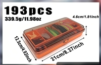 Lot de 193 leurres artificiels souples (type grenouille, bouche de cheval, graines brillantes, poisson minnow) - Portable et durable pour la pêche au bar en rivière