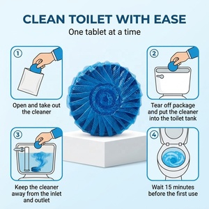 Tablettes désodorisantes bleues pour toilettes, nettoyant automatique pour cuvettes, tablettes pour un nettoyage en profondeur et l'élimination des odeurs de salle de bain - Product Image 5