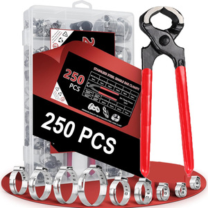 250 Pcs Single Ear <b>Hose</b> <b>Clamps</b> 5.3-33.1mm Stainless Steel Kit For Repair And Replacement - Product Image 1